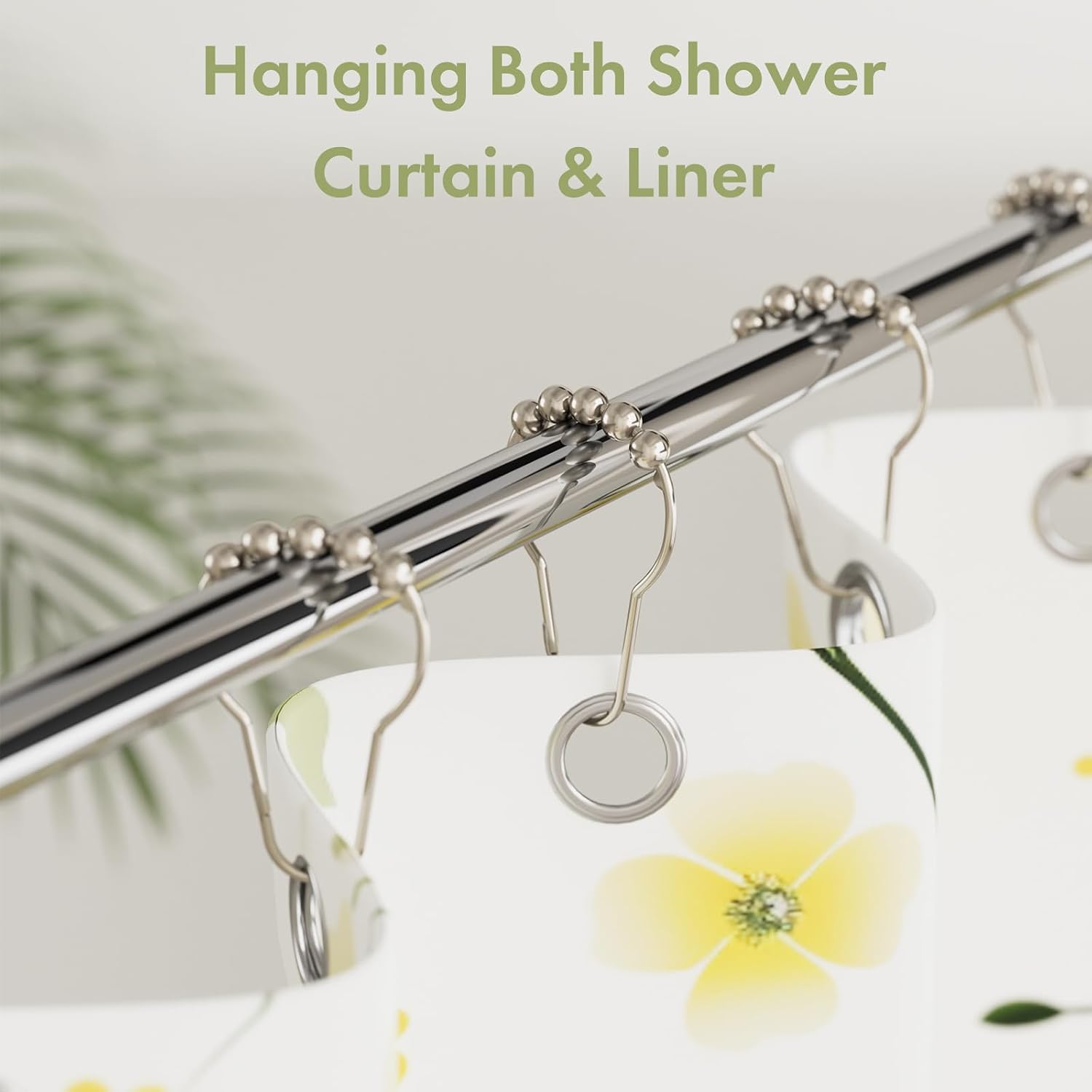 12 Polished Nickel Stainless Steel Shower Curtain Hooks - Image 2