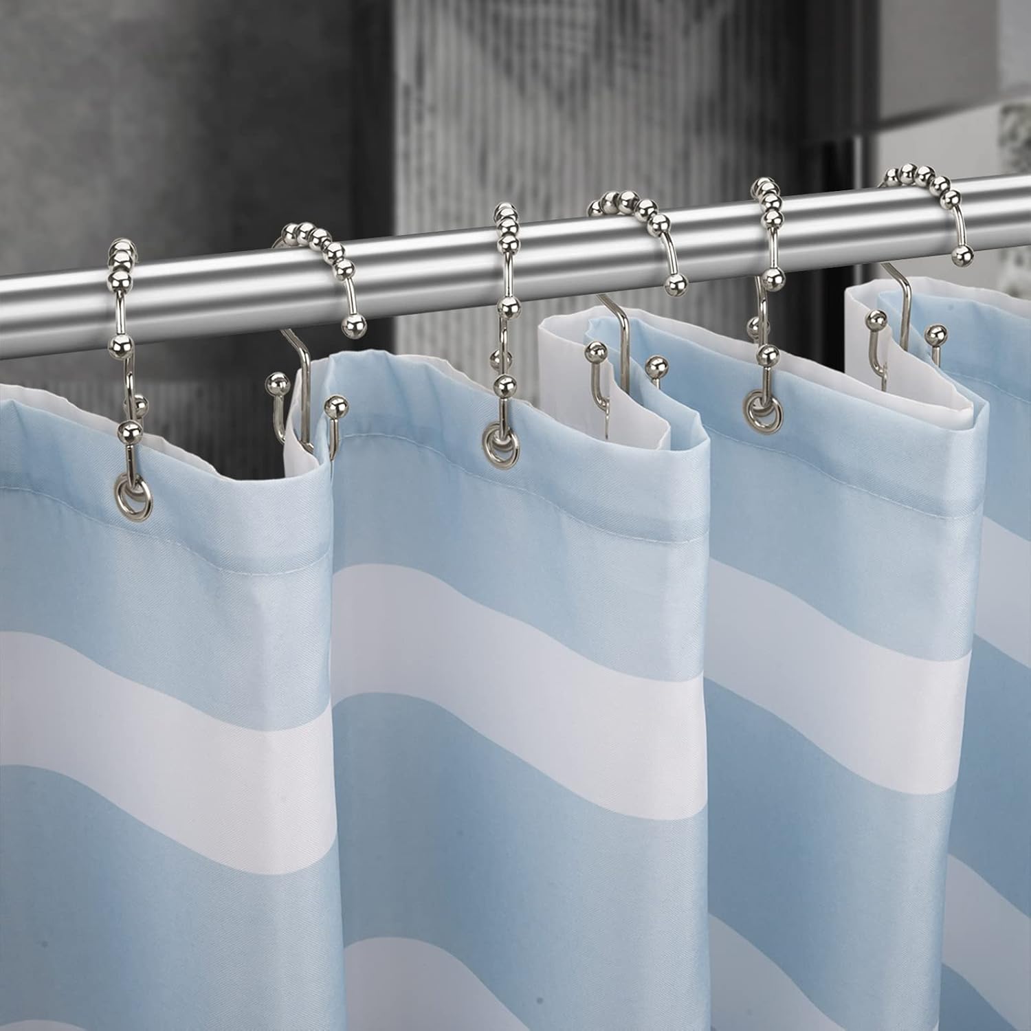 12 Nickel-Finish Double-Glide Shower Curtain Hook Rings