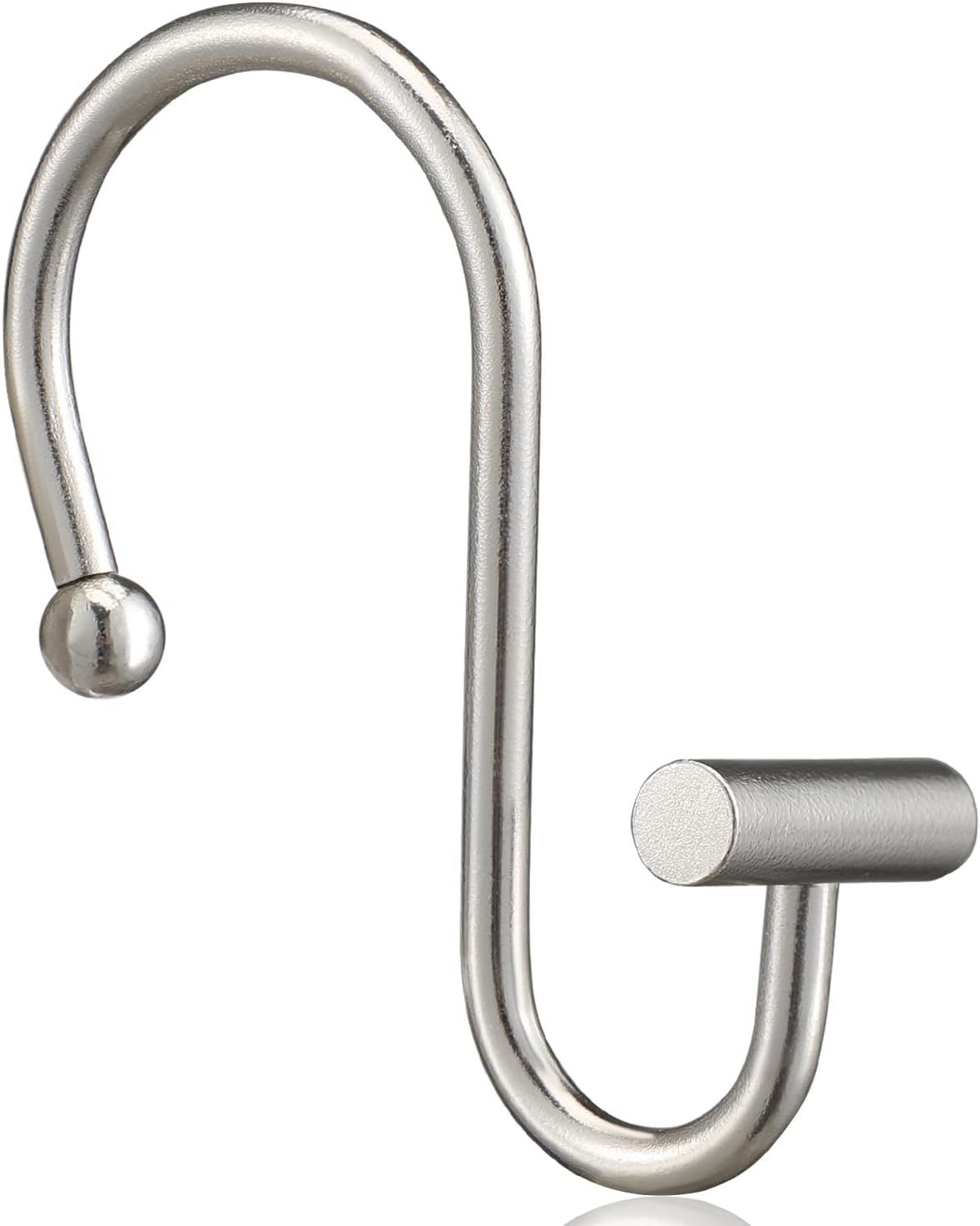 12 Nickel-Finish Silver T-Bar Shower Curtain Hooks - Image 2