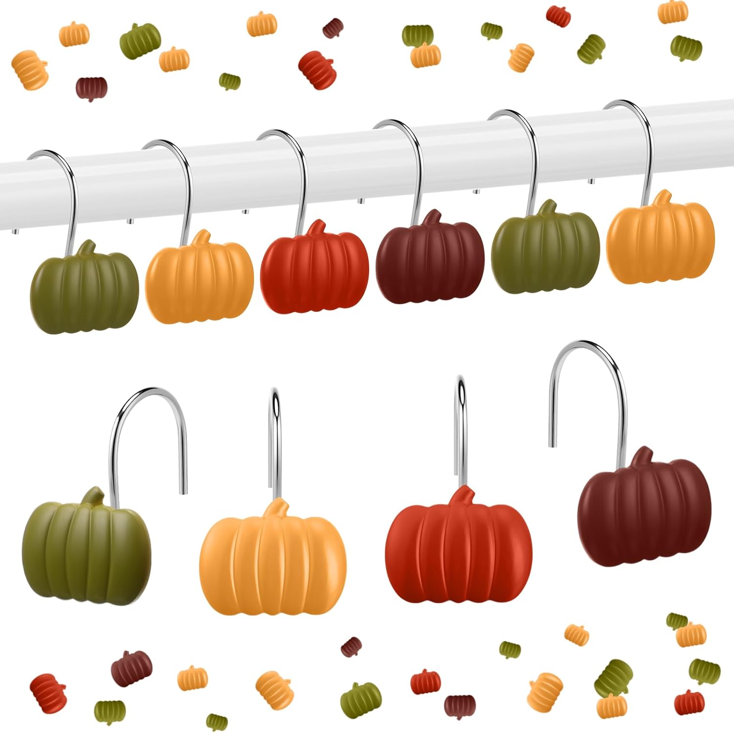 12 Pumpkin-Style Seasonal Shower Curtain Hooks - Image 2