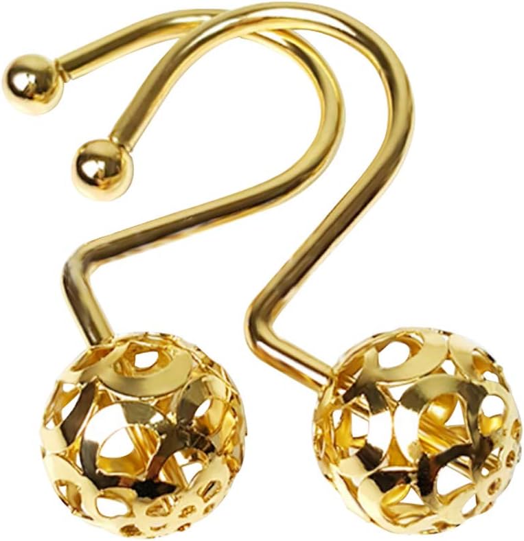 12 Gold Hollow-Ball Stainless Steel Shower Curtain Rings - Image 2