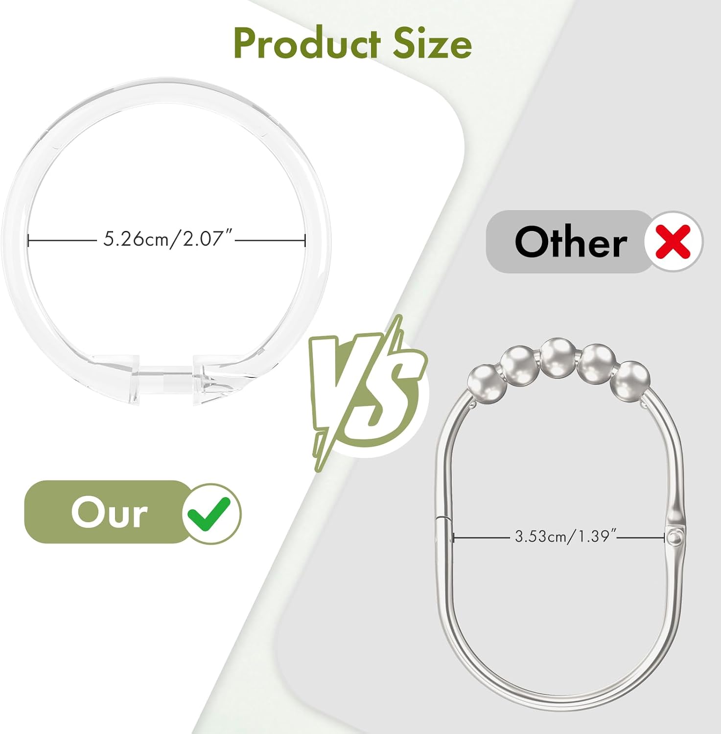 24 Clear Plastic O-Shaped Shower Curtain Rings - Image 2