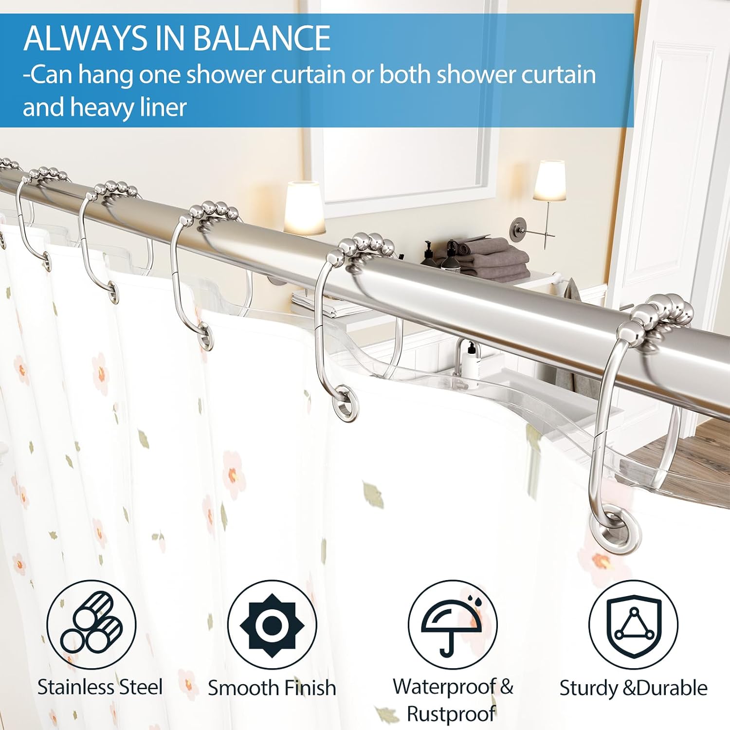 Rust-Resistant Ornamental Metal Shower Curtain Hook Rings - Image 2