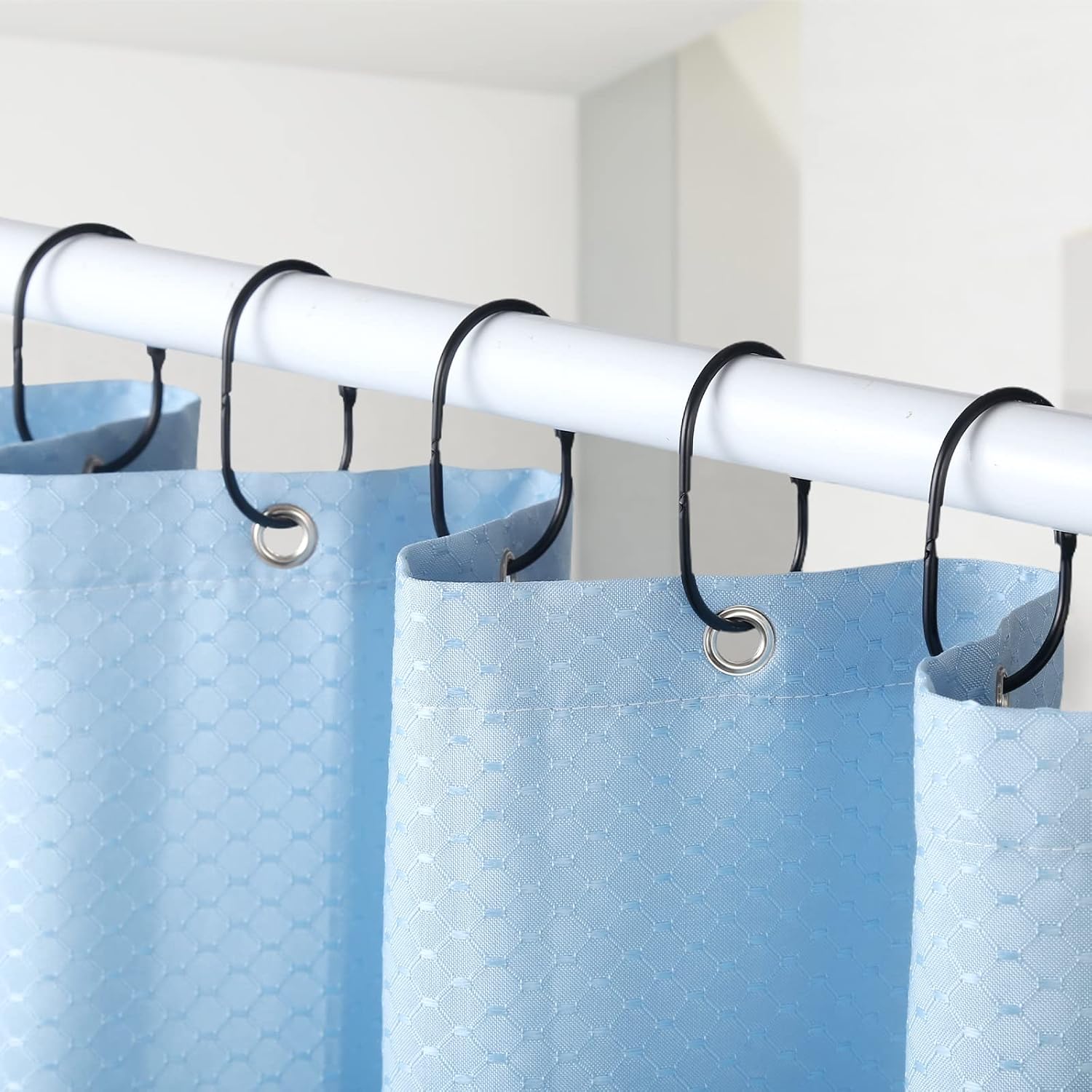 Black Metal Oval Snap Shower Curtain Rings