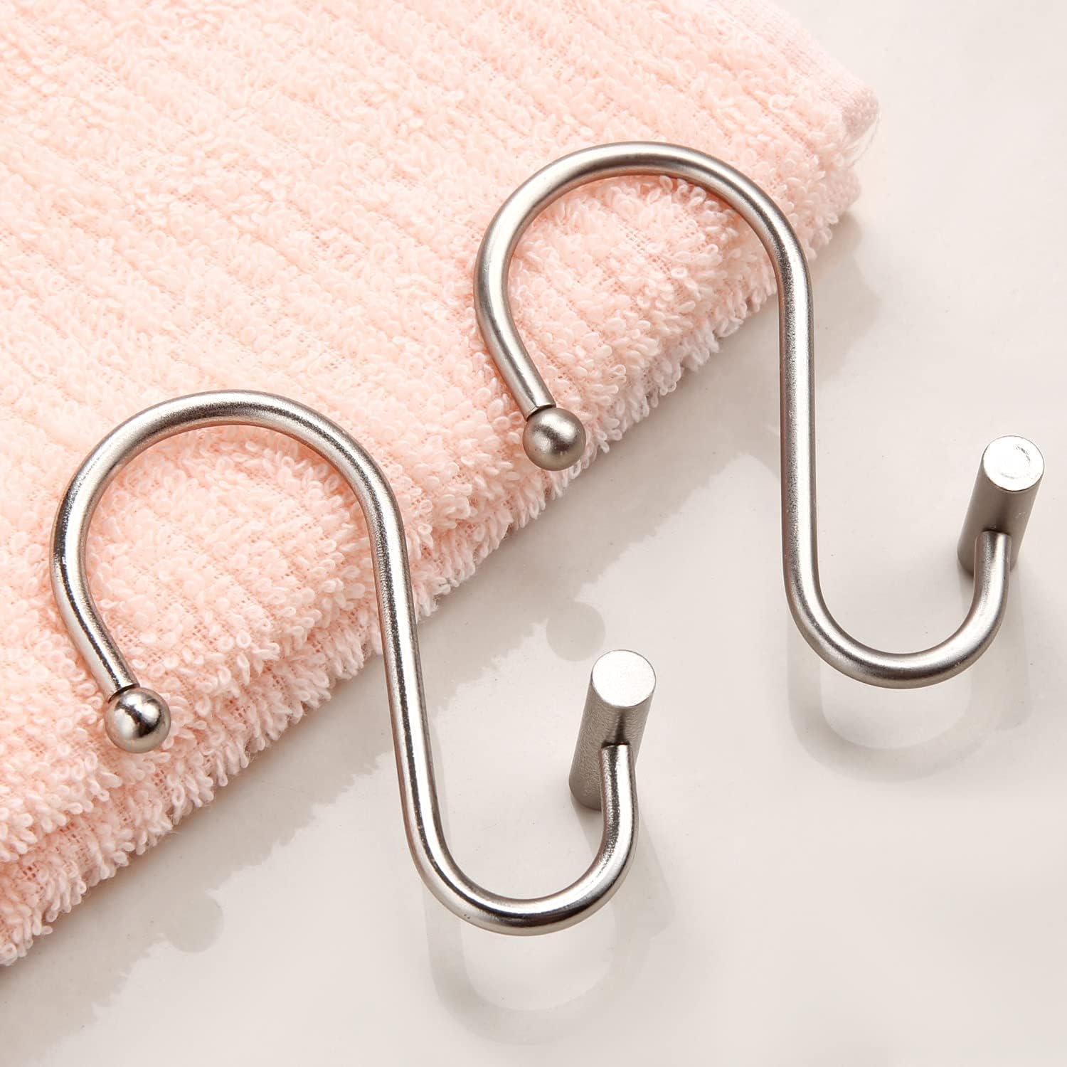 12 Nickel-Finish Silver T-Bar Shower Curtain Hooks