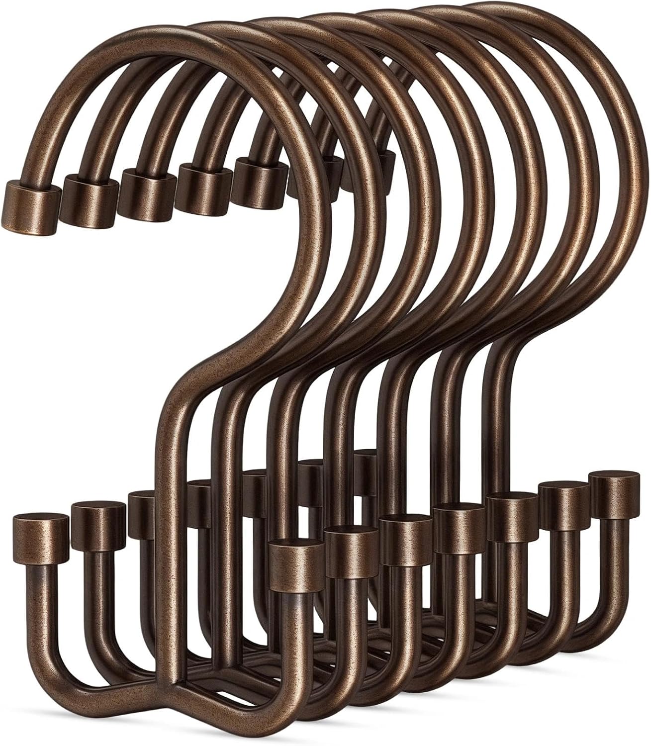 12 Bronze Cylinder-Style Double-Glide Shower Curtain Hooks - Image 2