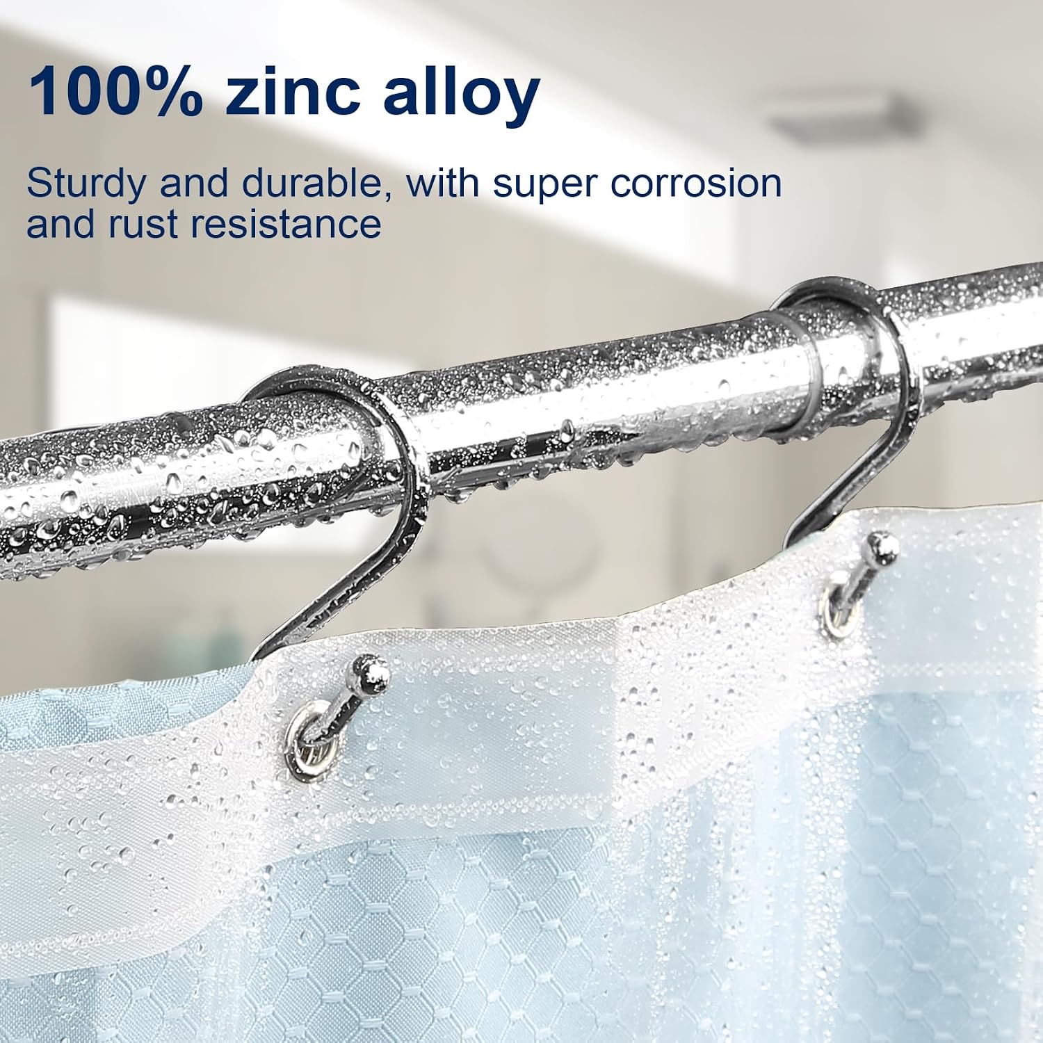 12 Chrome-Finish S-Shaped Metal Shower Curtain Hooks - Image 2