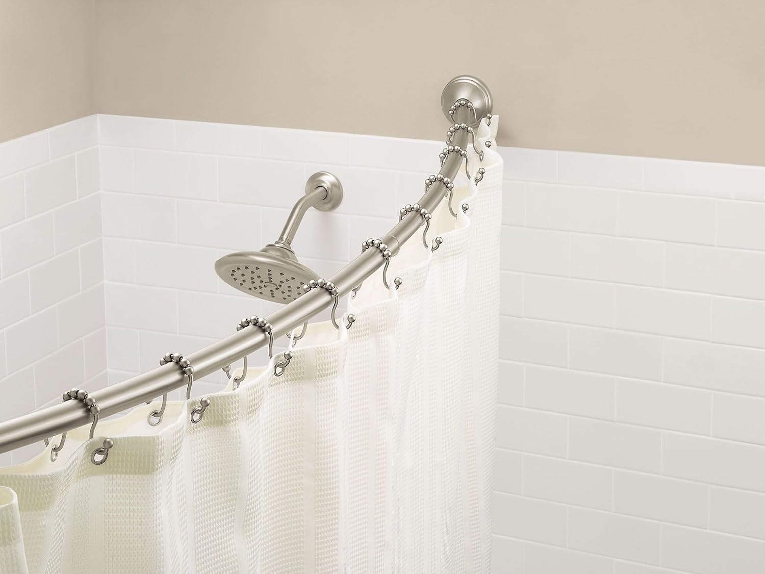 12 Brushed Nickel Double-Hook Shower Curtain Rings