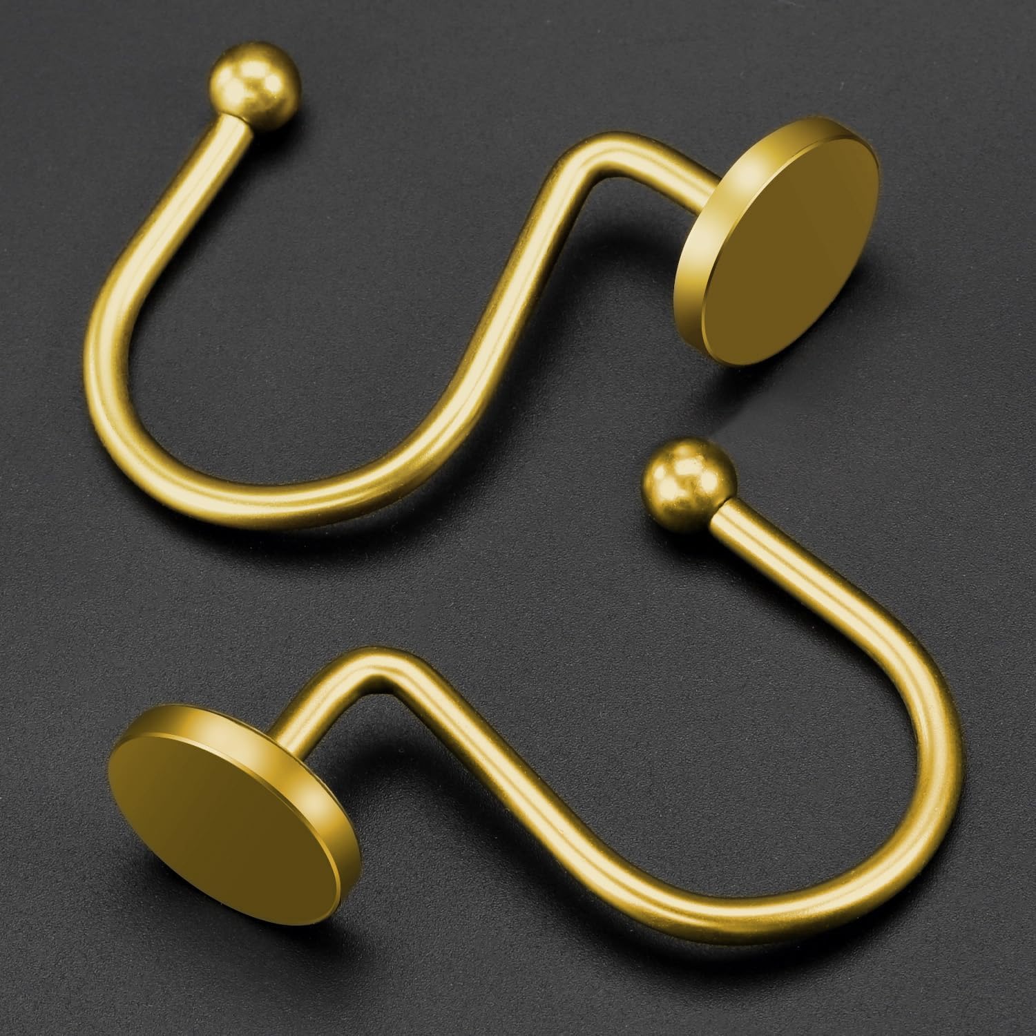 12 Round Gold Metal Shower Curtain Hooks