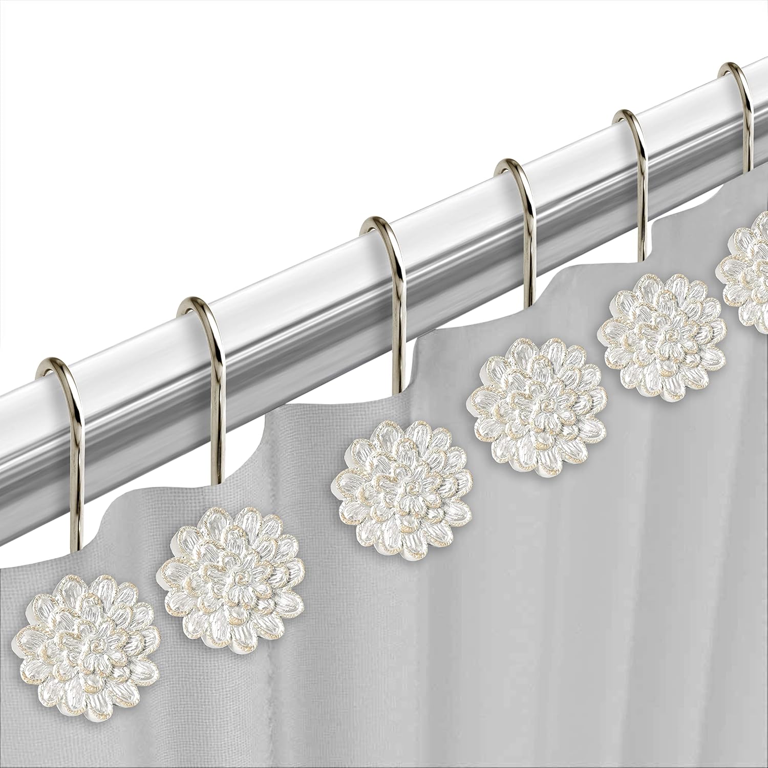 12 Resin Rose-Vine Shower Curtain Rings