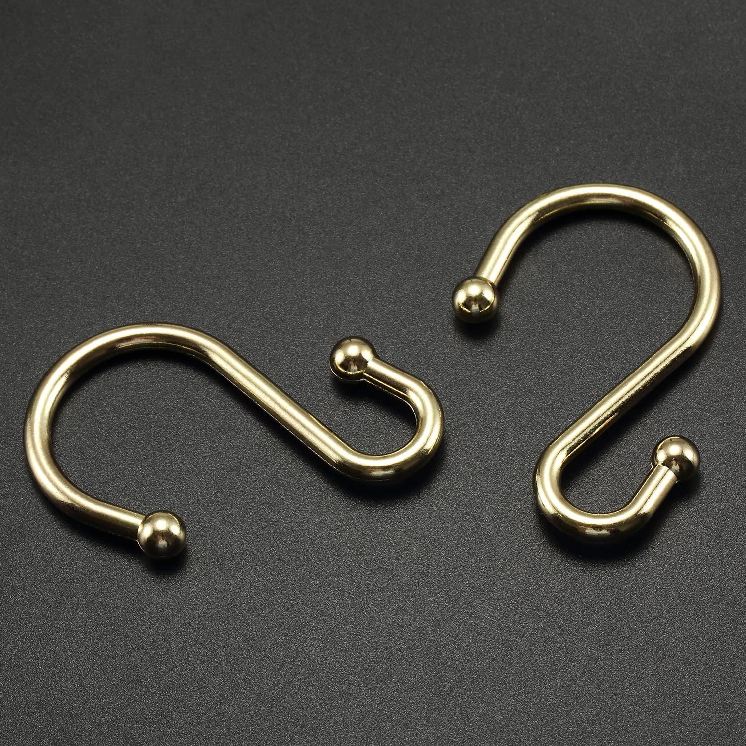 12 Gold Metal S-Shaped Shower Curtain Hooks
