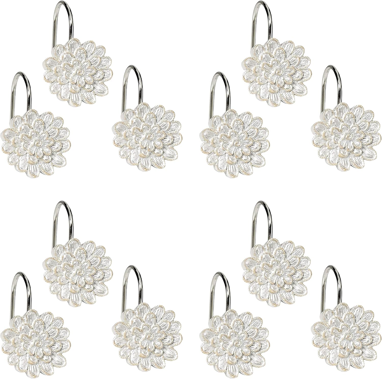 12 Resin Rose-Vine Shower Curtain Rings - Image 2